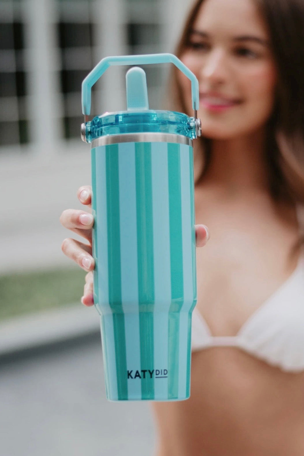 Aqua/Green Striped 30oz Cabana Tumblers
