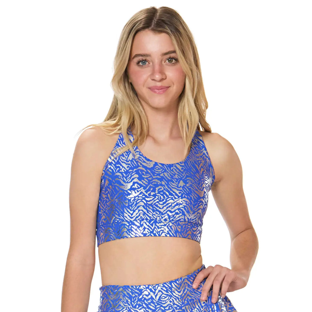 Dragon Wing - Metallic Zebra Crop Top (Blue)